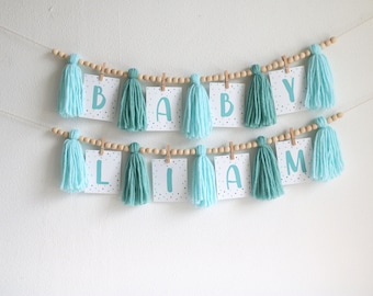 mint baby shower banner, Whale Baby Shower Banner, Nautical Boy Shower Decorations, Personalized Name Banner, Blue Mint It's a Boy Sign