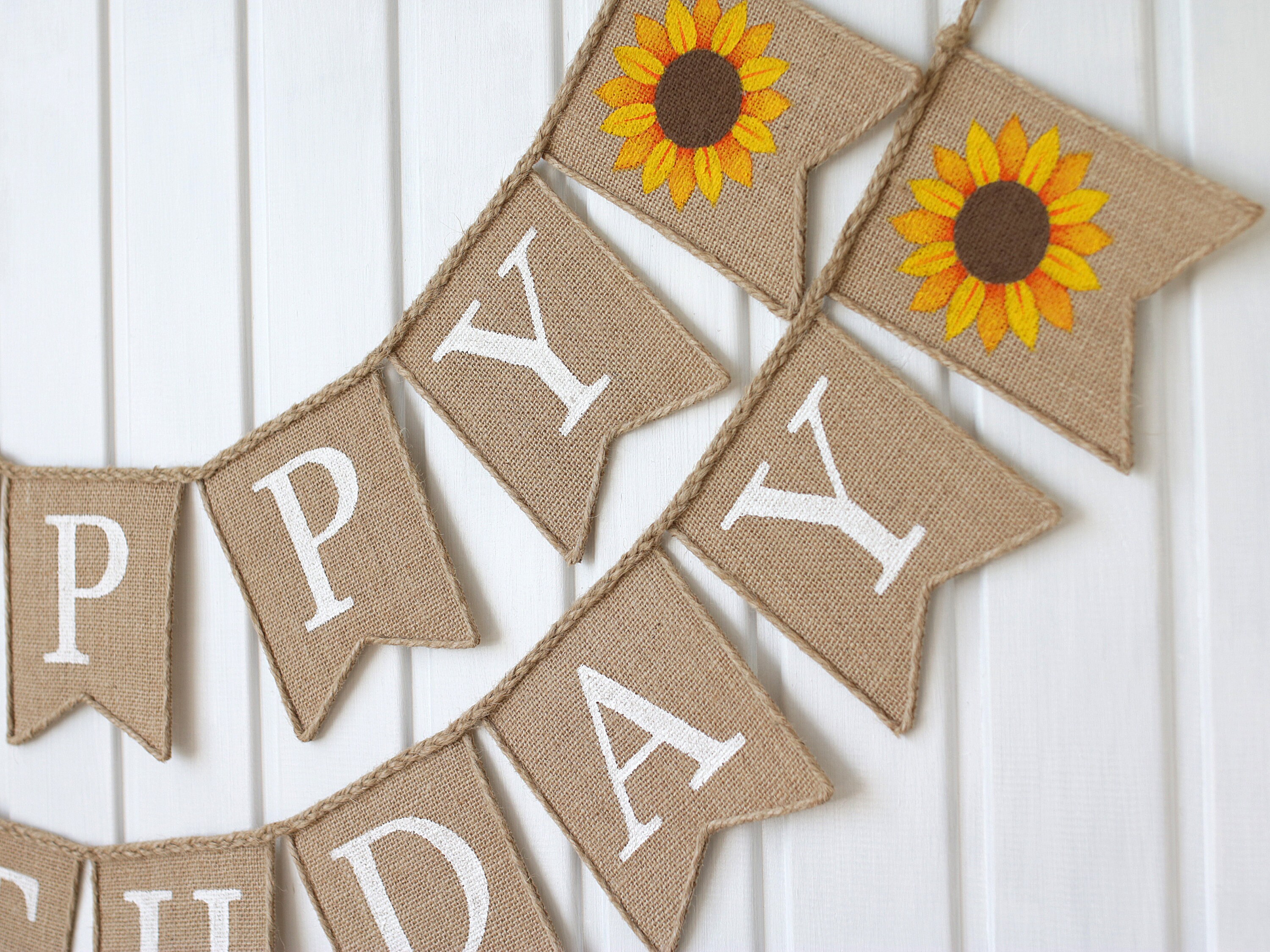 Sunflower Happy Birthday Banner Sunflower Birthday Decor Etsy