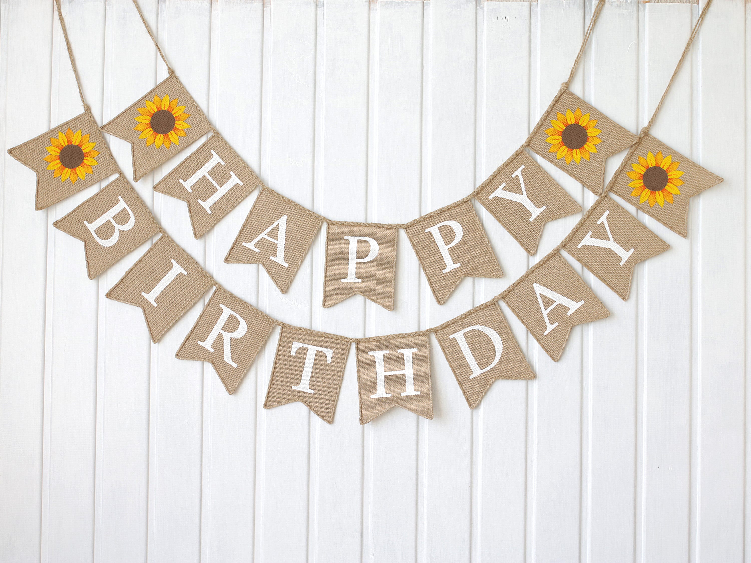 Sunflower Happy Birthday Banner Sunflower Birthday Decor Etsy