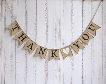 thank you banner, thank you sign, Thank you burlap banner, Thank you photo, Wedding Photo Prop, Thank you Wedding banner, thank you bunting