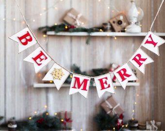 Be Merry Banner, Christmas Decoration, Be Merry Christmas Banner, Garland Holiday Banner, Christmas decor, Christmas photo prop