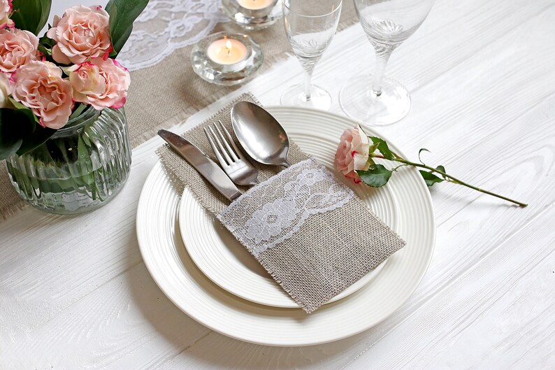 Silverware Holders for Wedding Burlap Silverware Holders Etsy