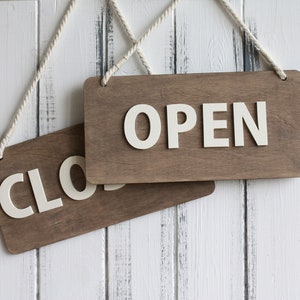 We're Open / Closed Sign : Personalized Modern Rustic Business Wood Door