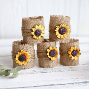 Sunflower Wedding, Burlap Wedding Napkin Rings, Sunflower Wedding Decor ...