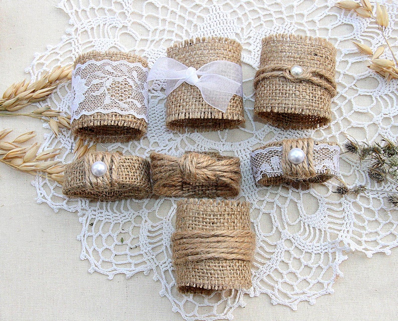 Burlap Wedding Napkin Rings, Rustic Wedding Decor, Rustic Wedding Napkin, Wedding Table Decor, Rustic Wedding, Wedding Napkin Rings image 2