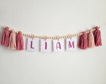 Blush Pink Girl's Birthday Party, baby banner, Blush Pink baby shower, Tassel bunting, Girl 1st birthday decor, Girl's Photo Prop