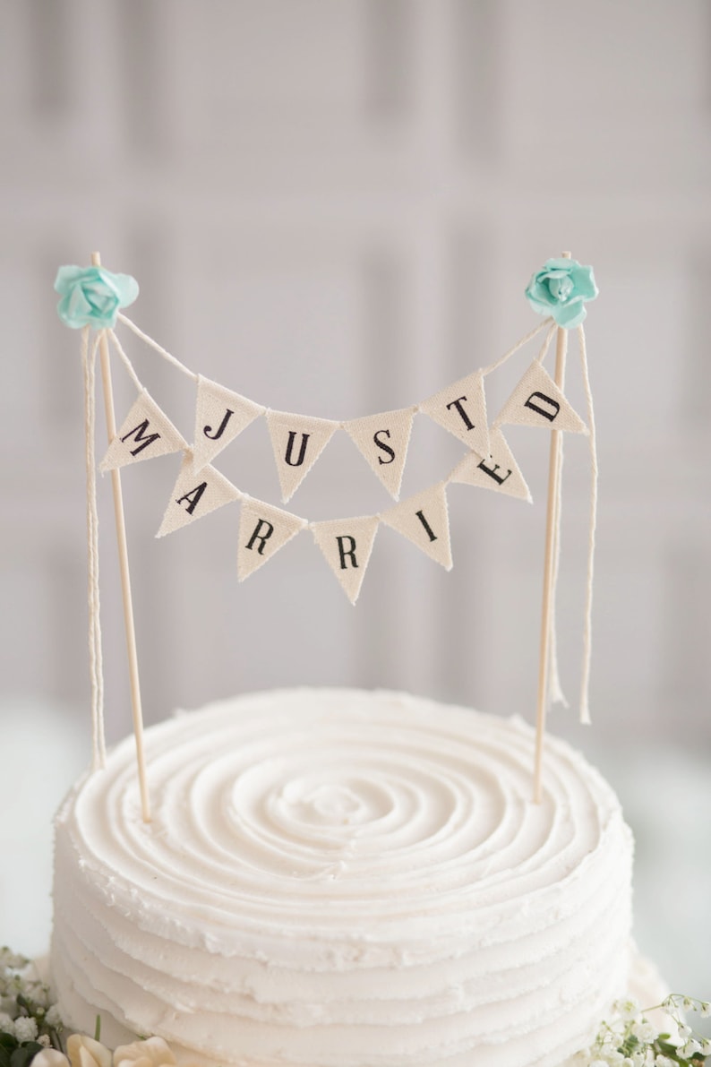 Just Married Wedding Cake Topper Banner, rustic wedding cake topper, wedding vintage cake toppers, rustic wedding decor, rustic cake topper image 3