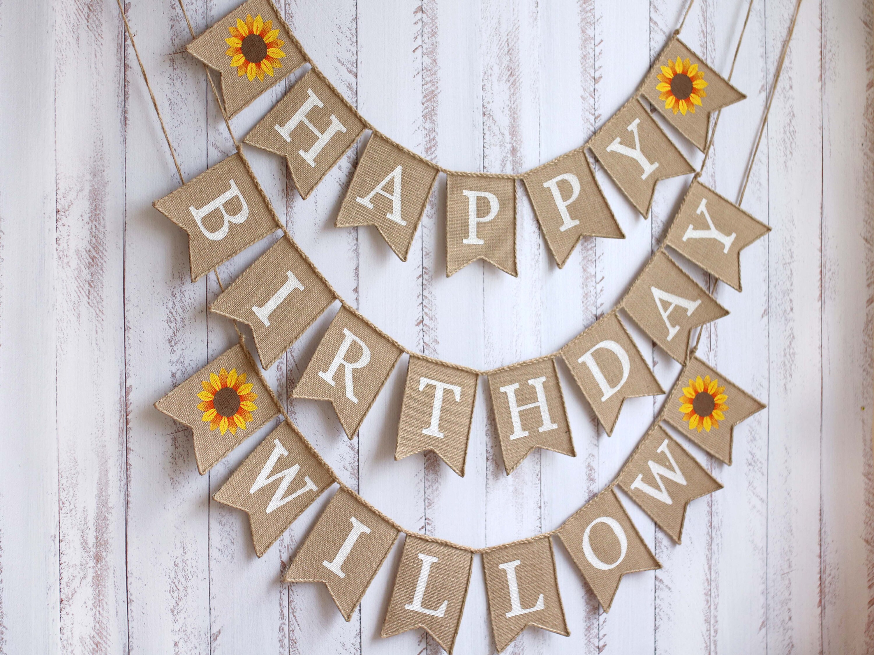 Sunflower Happy Birthday Banner Sunflower Birthday Decor Etsy