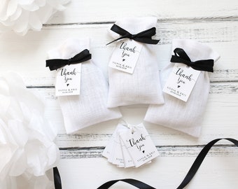 SET OF 200 white linen favor bags, wedding favours bags