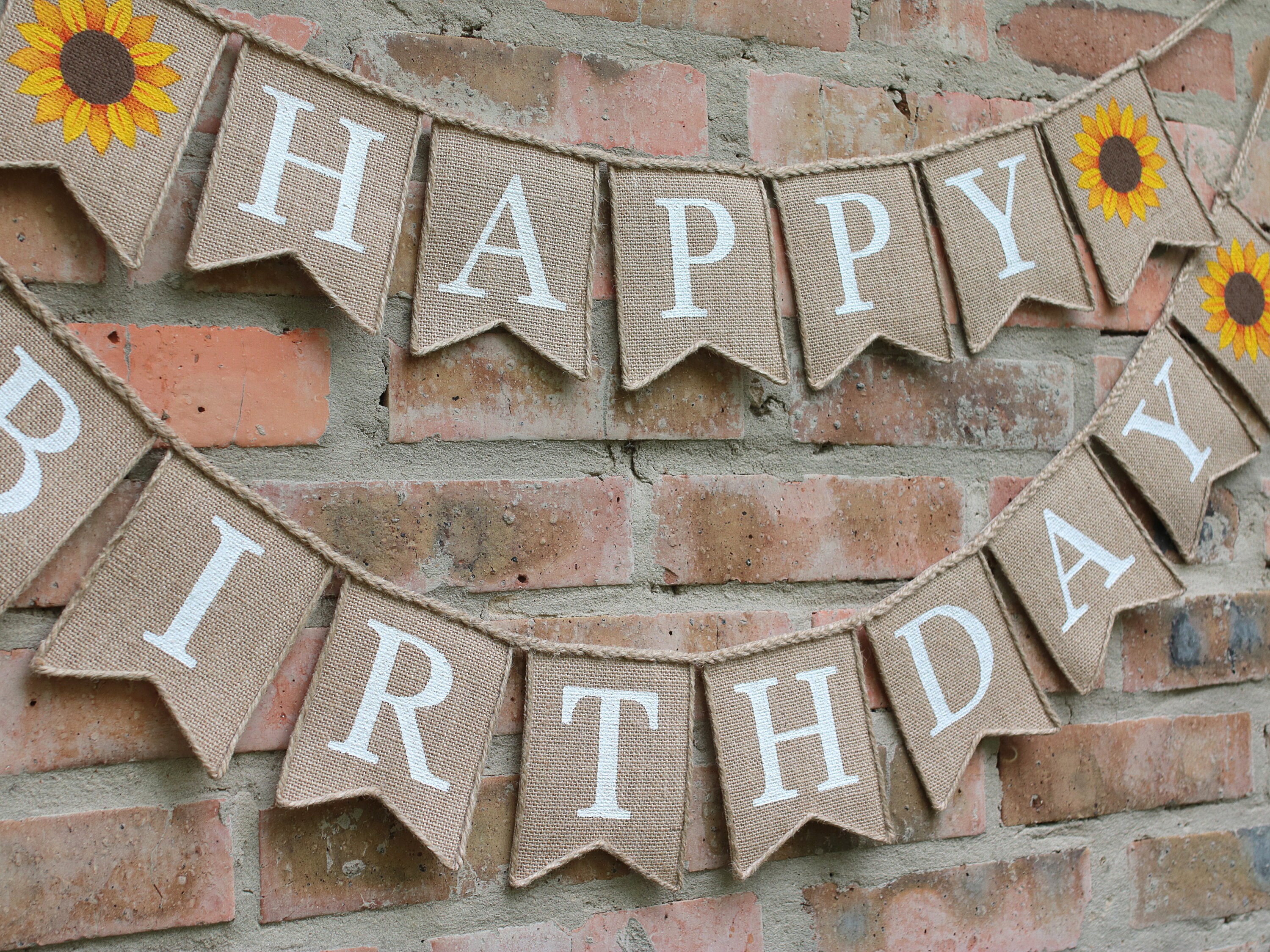 Sunflower Happy Birthday Banner Sunflower Birthday Decor Etsy