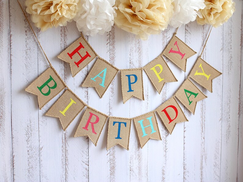 Happy Birthday Banner Rustic Birthday Bunting Birthday Photo | Etsy