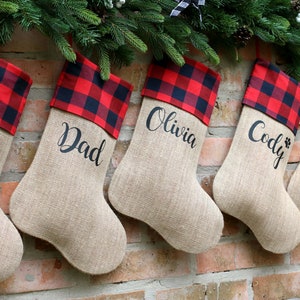 Buffalo Check Stockings, Buffalo Plaid Holiday Stocking Personalized, Plaid Christmas stocking, farmhouse Christmas stocking Stocking custom