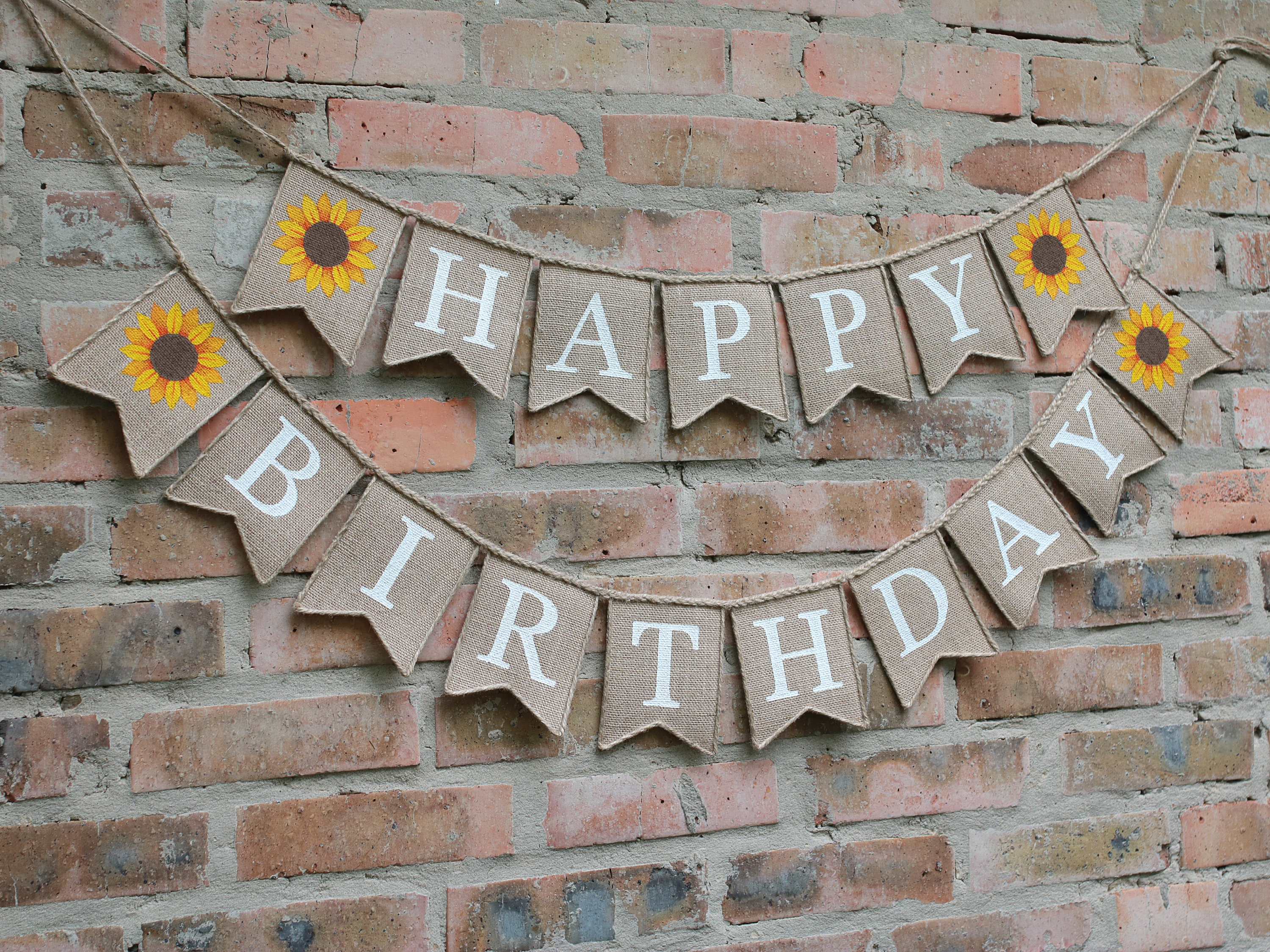 Sunflower Happy Birthday Banner Happy Birthday Bunting Etsy