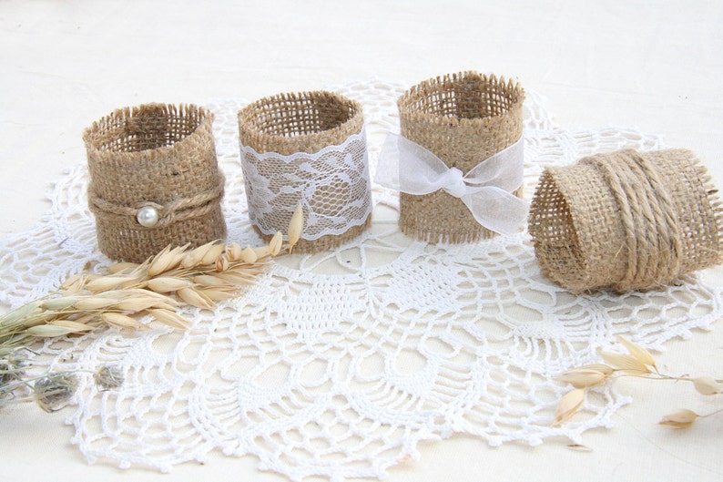 Burlap Wedding Napkin Rings, Rustic Wedding Decor, Rustic Wedding Napkin, Wedding Table Decor, Rustic Wedding, Rustic napkin holder image 3