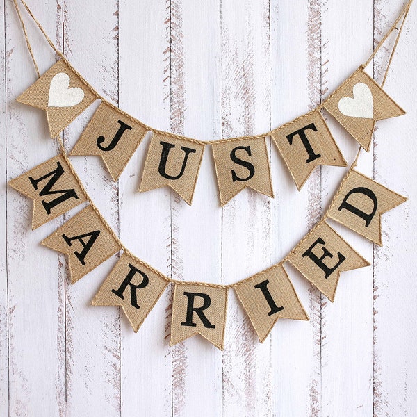 just married banner, just married sign, rustic wedding banner,just married burlap banner,just married banner, rustic wedding sign