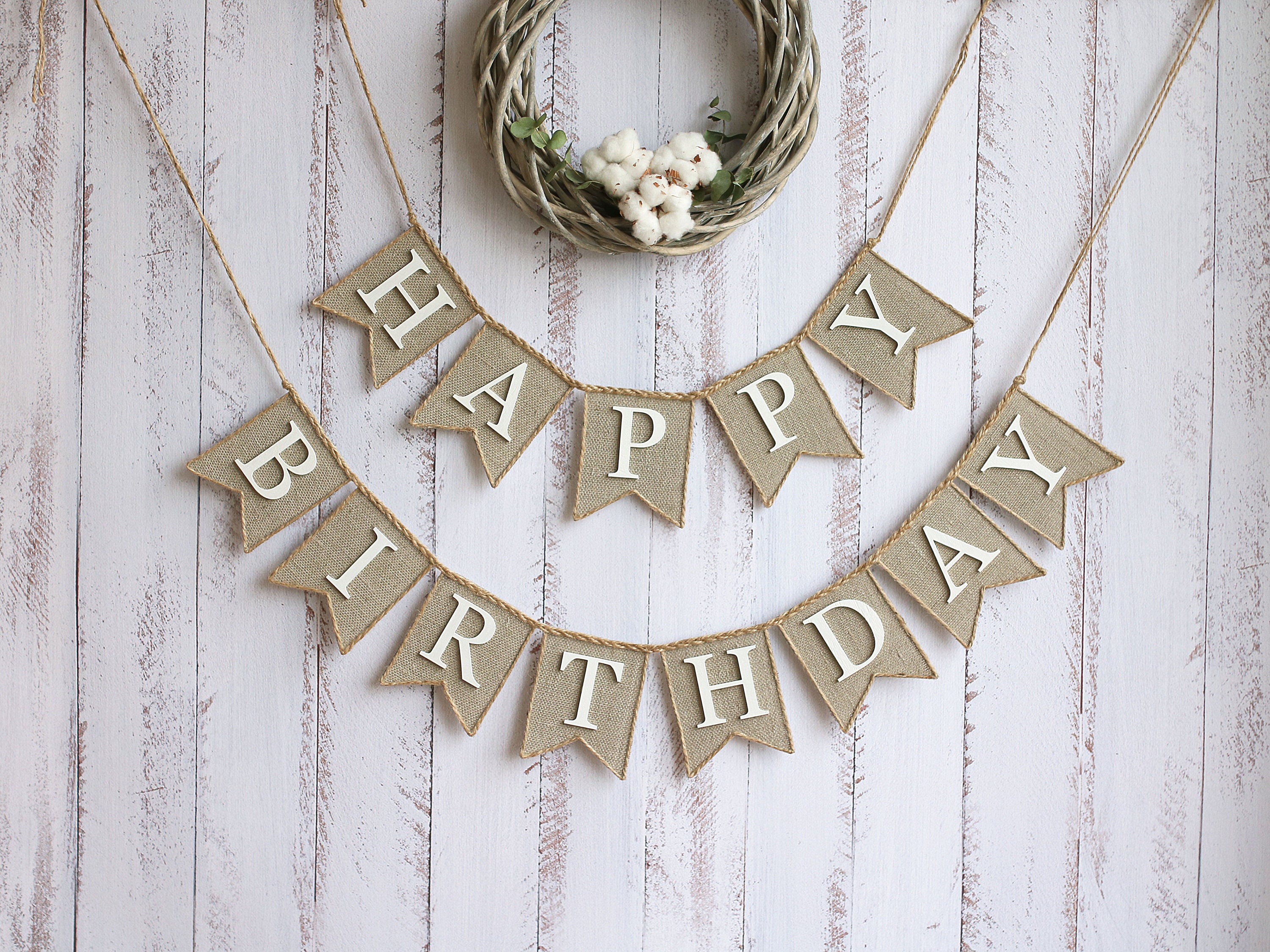 Rustic Birthday Banner Burlap Happy Birthday Banner Rustic | Etsy
