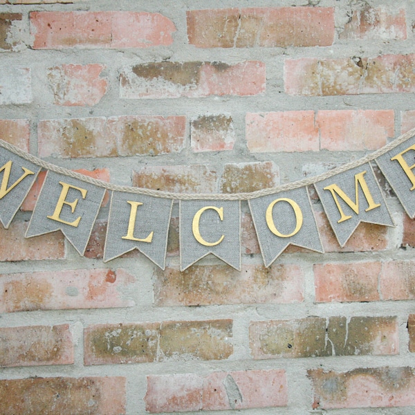 Welcome Banner, Welcome Burlap Banner, Welcome Burlap Garland - Bunting Banner - Home Decor, burlap banner, Welcome Sign, Welcome Garland