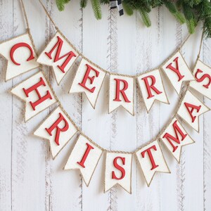 Merry Christmas Banner, Christmas Garland, Burlap Banner, Christmas ...