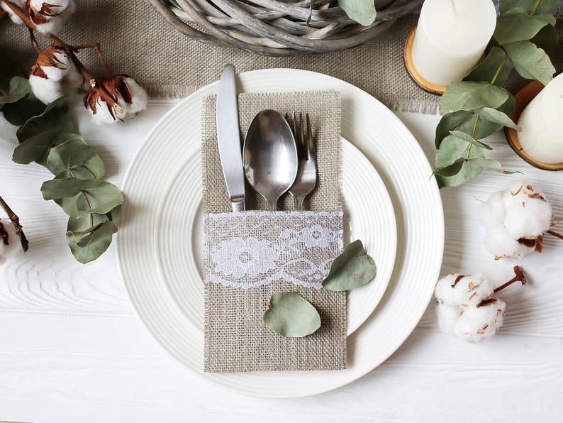 Silverware holders for wedding Burlap Silverware Holders Etsy