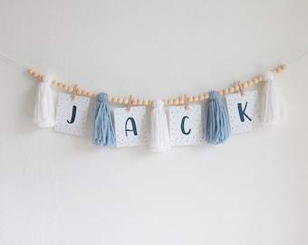 Tassel Garland, Boy Blue Banner, first birthday decorations, first birthday party, first birthday decor, first birthday banner