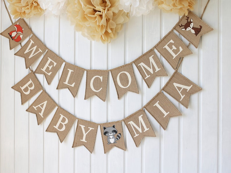 Baby Banner Burlap Baby Banner Custom Baby Banner Etsy