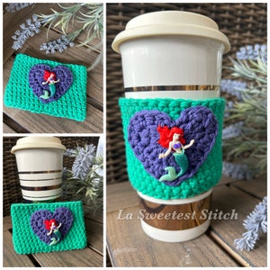 Little Mermaid Inspired Cup Koozie/ Cozy/ Coffee Sleeve/ Ariel Cozy/ Disney Cup Cozy/ Crochet Coffee Cozy