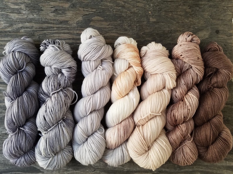 Find your fade shawl yarn kit The Perfect Neutral Fade hand painted yarn fingering weight indie dyed yarn hand dyed yarn