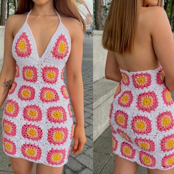 Crochet Pattern - Angelica Dress, crochet dress pattern, crochet mini dress, crochet granny square dress, bodycon crochet dress pattern