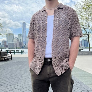 Crochet Pattern Amalfi Top Men's Crochet Top Pattern, Men's Crochet Button Down Pattern, Men's Crochet Pattern, Men's Crochet Shirt image 1