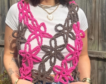 Crochet Pattern -Emalie Top, Beginner-Friendly Festival Crochet Pattern, PDF Crochet Pattern, Crochet Flower Vest Pattern, Boho Daisy Top