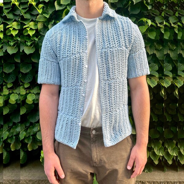 Crochet Button Down Shirt Pattern Etsy