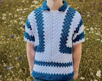 Crochet Pattern - Denver Top - Men's Crochet Sweater, Men's Crochet Polo, Men's Crochet Pattern, Men's Crochet Top, Men's Crochet Shirt