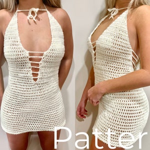 Crochet Dress Women PATTERN/Short Beach Flower Dress Crochet  Pattern/Cover-up Lace Mini Dress/Instant PDF Download