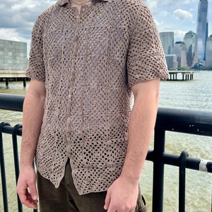 Crochet Pattern Amalfi Top Men's Crochet Top Pattern, Men's Crochet Button Down Pattern, Men's Crochet Pattern, Men's Crochet Shirt image 7