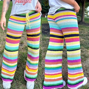 Häkelanleitung - Dahlie Hose, Häkelhose Muster, Häkelhose, Häkelhose für Frauen, Streifen gehäkelt, Anfänger Häkelhose