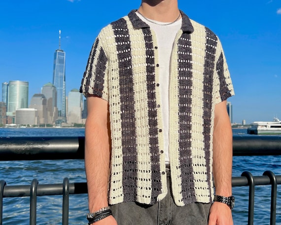 Crochet Pattern - Berlin Top - Men's Crochet Top Pattern, Men's Crochet Button Down Pattern, Men's Crochet Pattern, Men's Crochet Shirt
