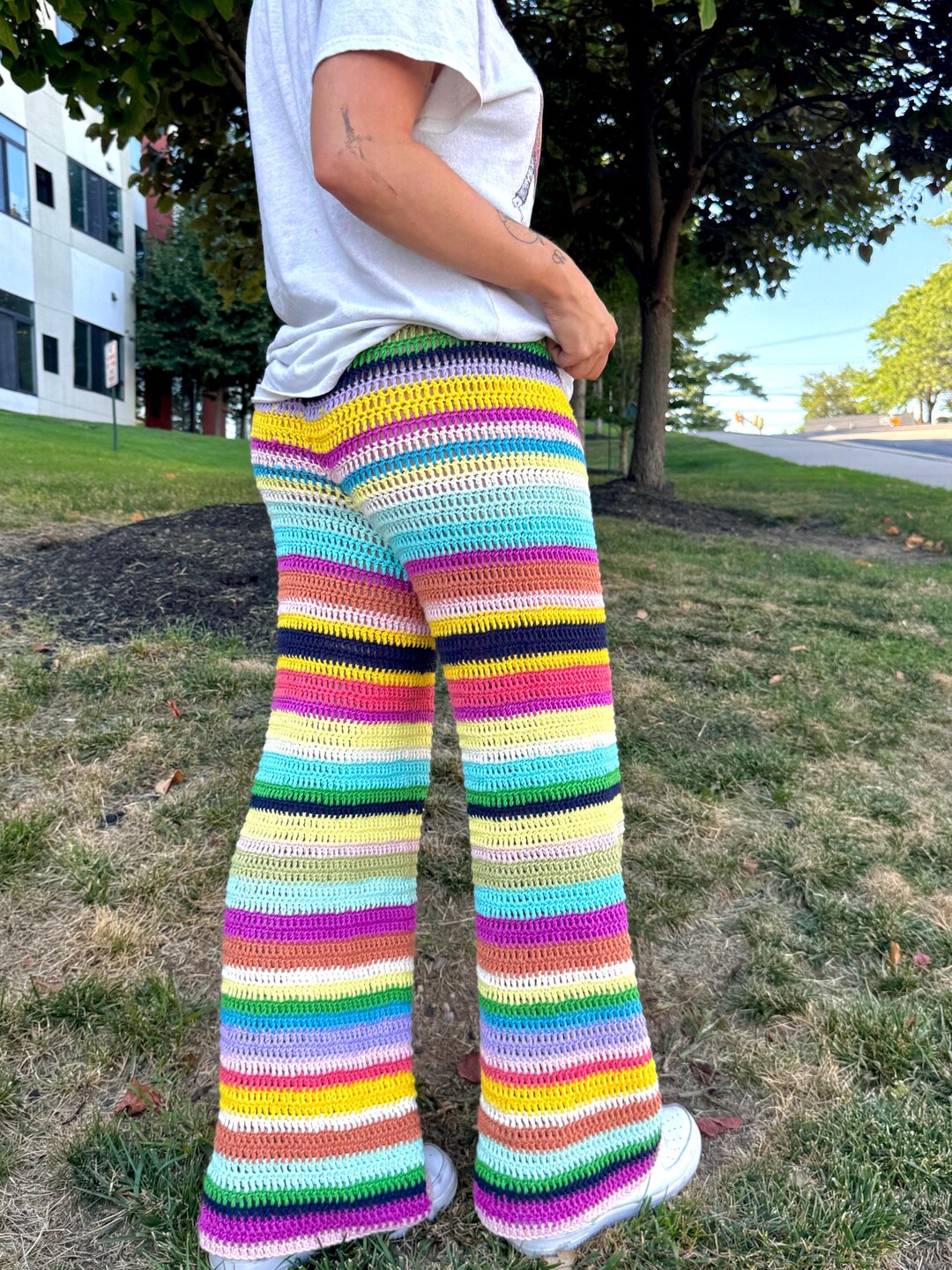 Crochet Pants Pattern | Women's Striped Beginner PDF Pattern