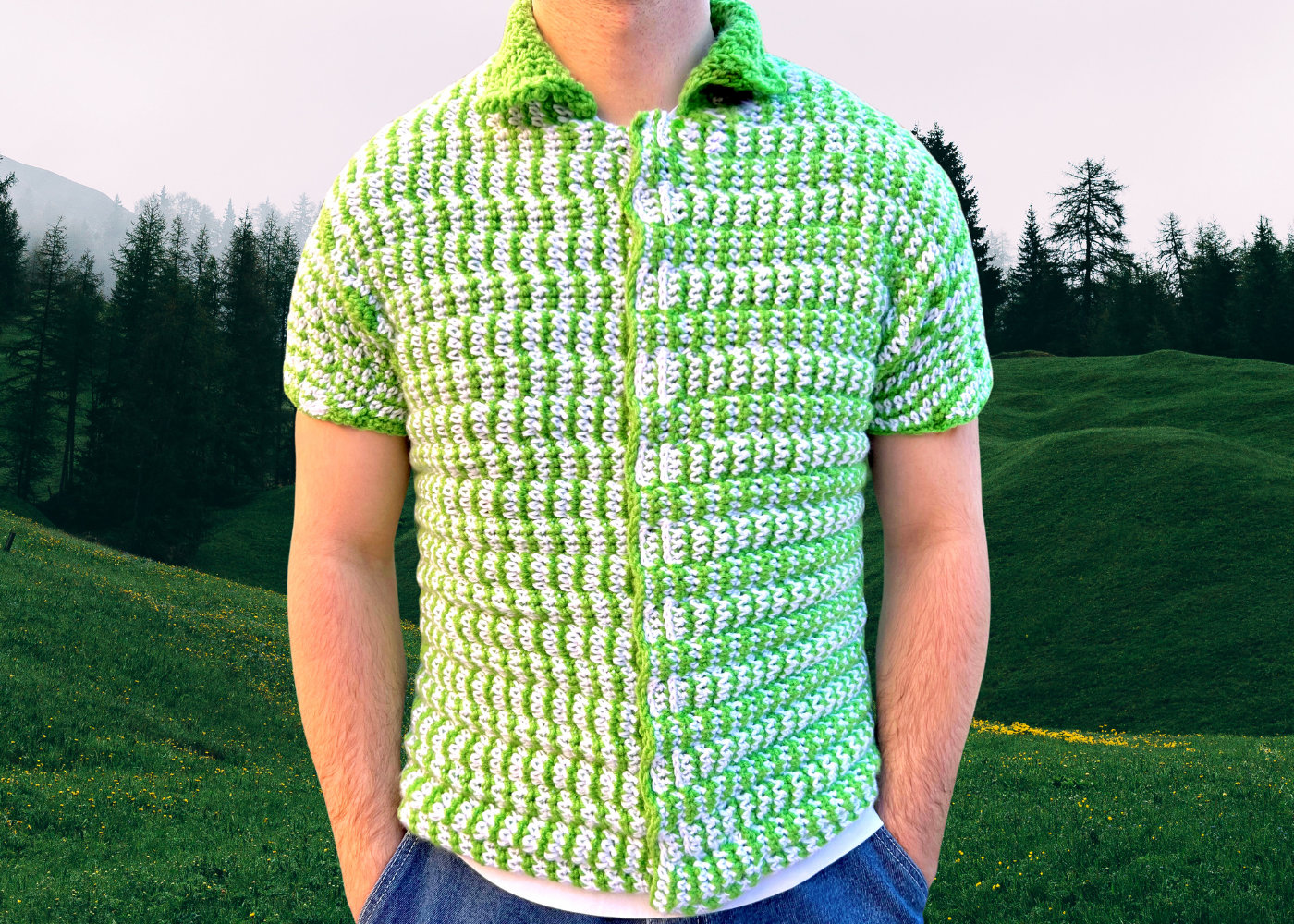 Crochet Pattern Elgin Top Men's Crochet Sweater Pattern, Men's Crochet Button Down Pattern, Men