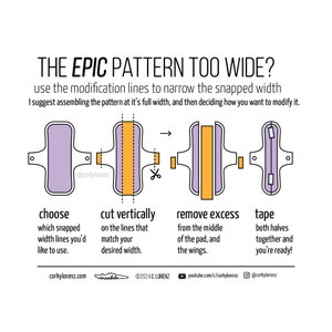 EPIC Overnight Cloth Pad Sewing Pattern 9 to 26 Long 2.5 to 4.2 Snapped Width image 3