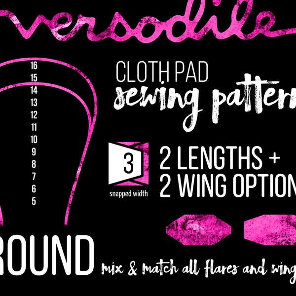 ROUND | Cloth Pad Sewing Patterns | Duo (14" and 16" flares) Bundle | 3" Snapped Width