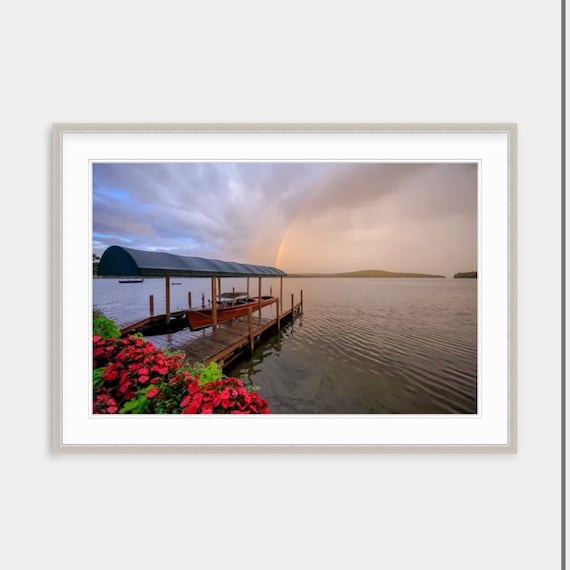 Canvas Wall Art, Church Landing, Lake Winnipesaukee  Artwork, Meredith, New Hampshire Photography, New England Artwork, Rainbow Art