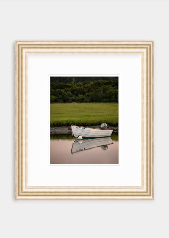 Framed Boat Print: Nashaquitsa Pond, Martha's Vineyard Coastal Art