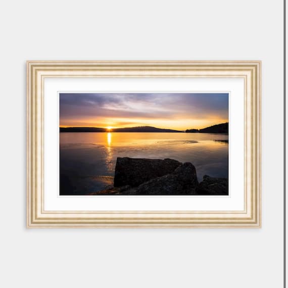 Lake Winnipesaukee, Meredith Bay, New Hampshire, Church Landing, Lake Winnipesaukee Photography, Sunrise Print, Winter Wall Decor, Wall Art