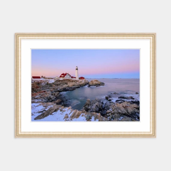 Portland Head Lighthouse, Cape Elizabeth, Maine, Lighthouse, New England, Ocean, Coastal, Seascape, Art, Photograph, Sunset, Wall Art, Print