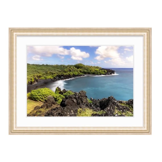 Waiʻanapanapa State Park Black Sand Beach, Maui Hawaii Photograph: Coastal Seascape Art Print
