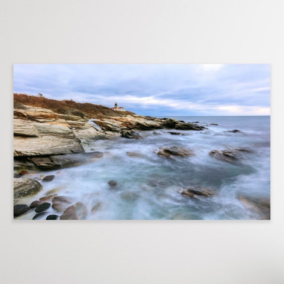 Beavertail Lighthouse, Jamestown, Rhode Island, Canvas, Lighthouse Photography, Wall Art, Home Decor, Ocean, Seascape, Coastal, New England