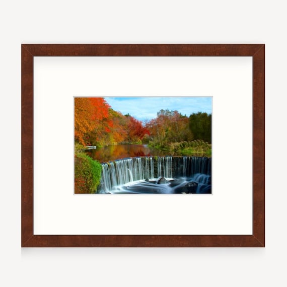 Gift Boxed, Framed Art, Shannock, Rhode Island, Waterfall, Framed Print, Rhode Island Gift, Art, Gift, Autumn Art, RI, Wall Art, Photograph