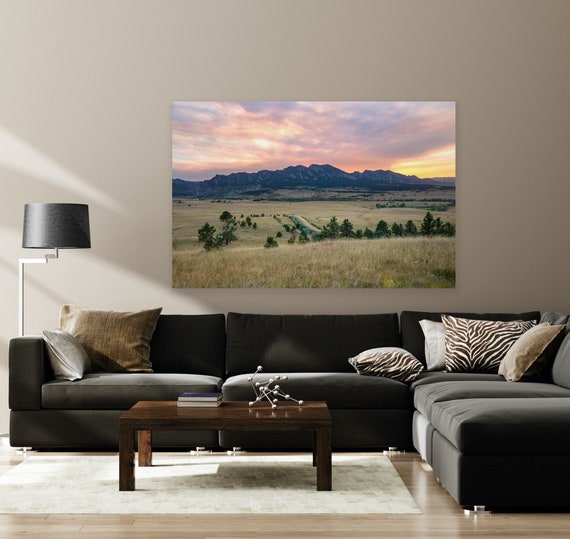 The Flatirons, Boulder, Colorado, Flatirons, Nature, Photography, Canvas, Hiking, Decor, Wall Art, Mountains, Artwork, Sunset, Wall Art, Art