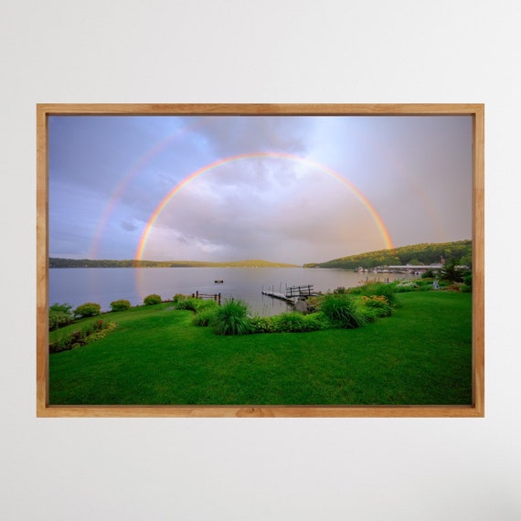 Rainbow Wall Art, Lake Winnipesaukee Artwork, Church Landing, Meredith, NH, Lake Winnipesaukee Canvas Art, New Hampshire Art,Canvas Wall Art