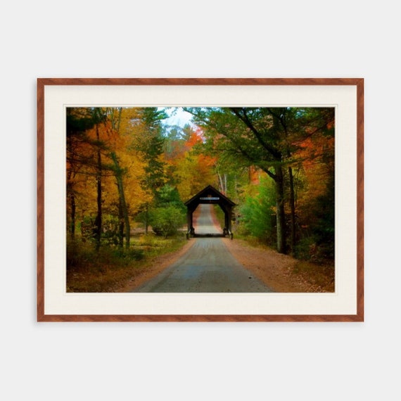 Framed Art, Covered Bridge, Foster, Rhode Island, Rhode Island Art, Fall Home Decor, Country Art, Autumn, New England, Artwork, Fall,Foliage